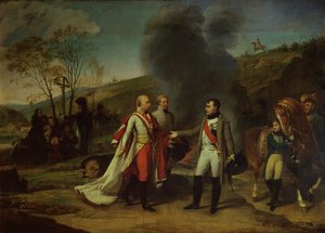 1805年12月4日のアウステルリッツの戦い後のナポレオン1世（1769-1821）とフランシス2世（1768-1835）の出会い